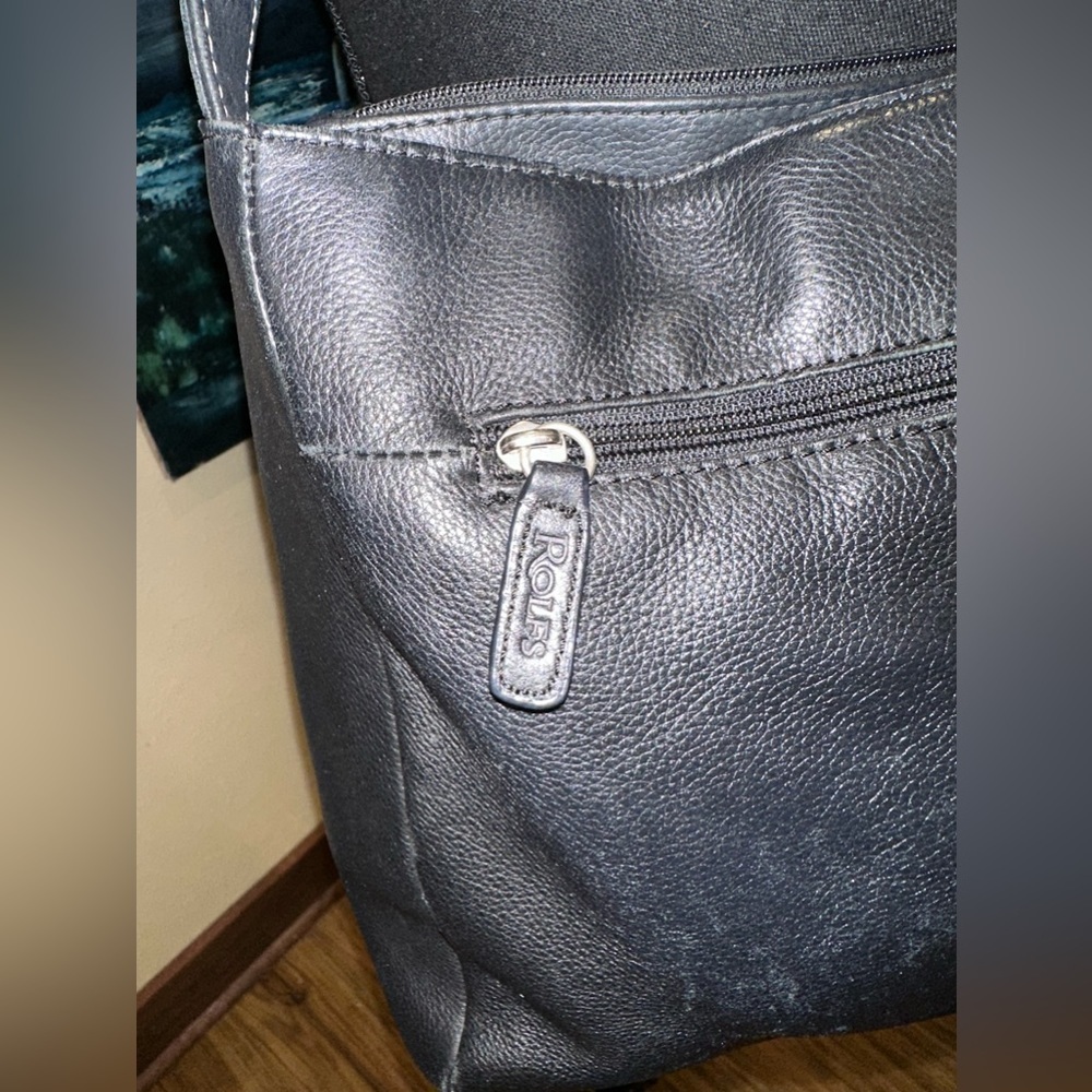 Rolfs Black Genuine Leather Shoulder Bag Boho Hobo - Picture 4 of 6